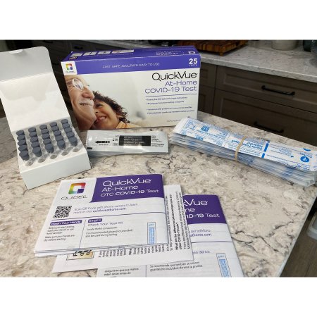 Test Kit Rapid QuickVue® At-Home OTC COVID-19 Test Direct Anterior Nasal (NS) Swab Sample 25 Tests (25TEST/KT 10KT/CS) by Quidel Corporation  ID 20398